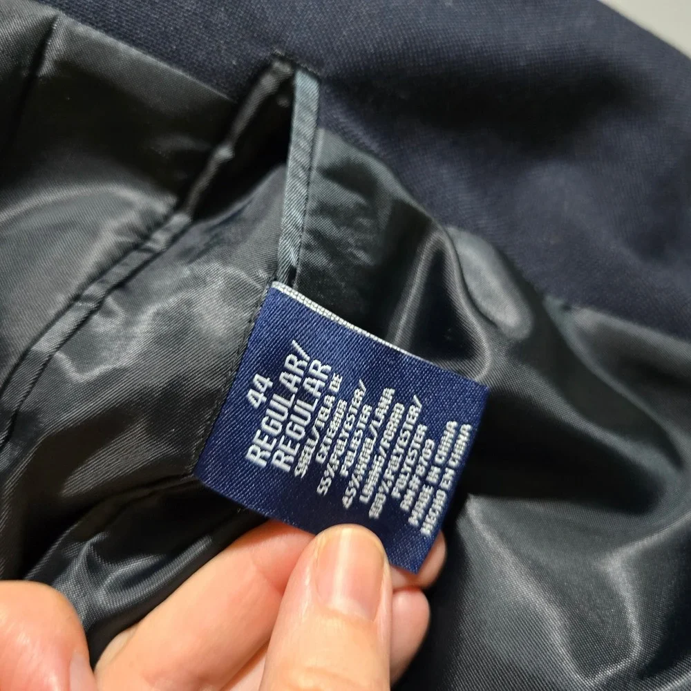 Stafford Blazer Men 44 Regular Navy Blue Gold Button Wool Blend Sport Coat B16